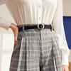 Casual Chic Womens Belt With Geometric Pattern And Metal Pin Buckle For Daily Use