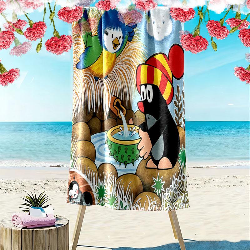 Krtek poster Beach Towel, Large Soft Quick Dry Towel for Beach Camping Swimming