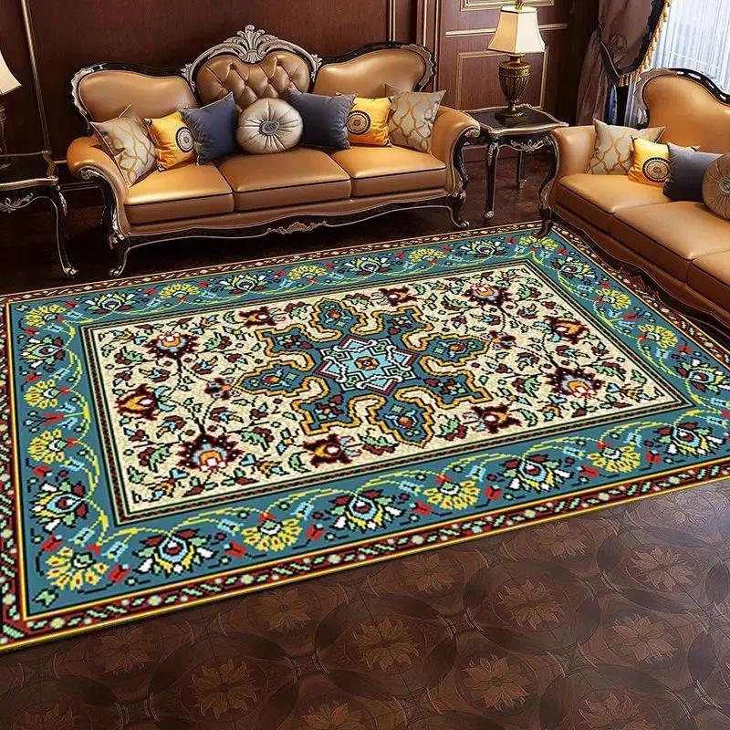 Crystal Pile Vintage Persian Living Room Full Rug Ethnic Style Coffee Table Sofa Mats Bedroom Bed Cloakroom Carpet