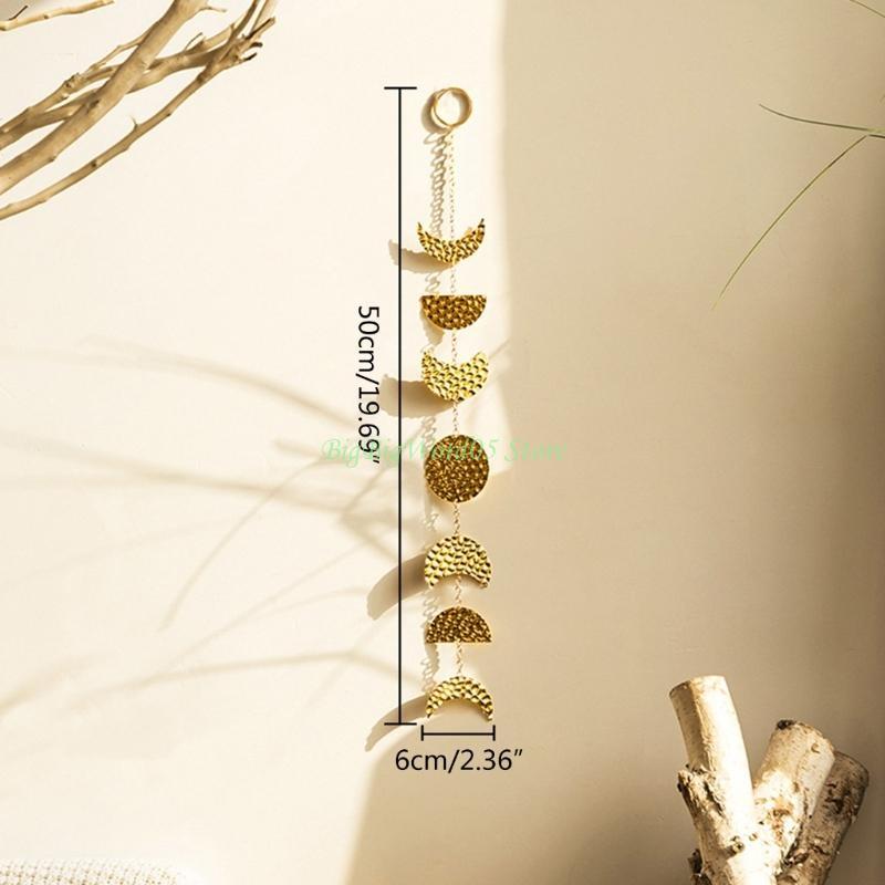24TE Moon Phase Wall Hanging Ornaments Moon Garlands Metal Chain Art Bohemian Bedroom Office Nursery Home Decorations