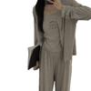 Women's Modal Cotton Pajama Set - Three-Piece Sleeveless and Long Sleeve with Chest Pads for Indoor or Outdoor Use