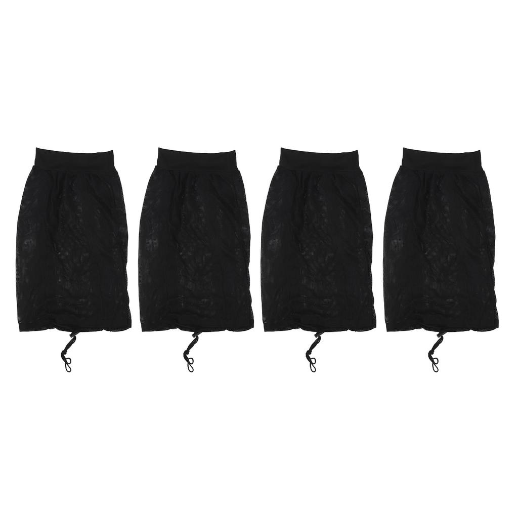 4pcs Hair Net Plopping Hat Drawstring Adjust Strap Washable Reusable Net Plopping Cap for Drying Curly Hair Black