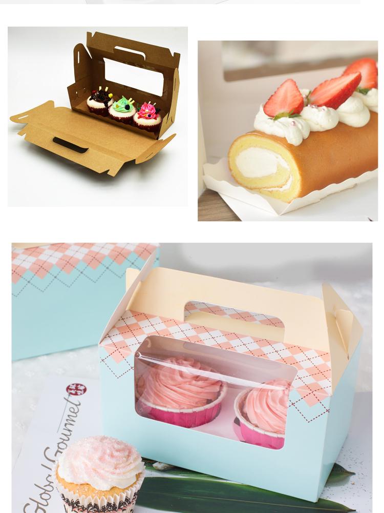 Kraft Paper Cupcake Box with Transparent Window for Mousse, Pudding, Muffins, and Egg Tarts