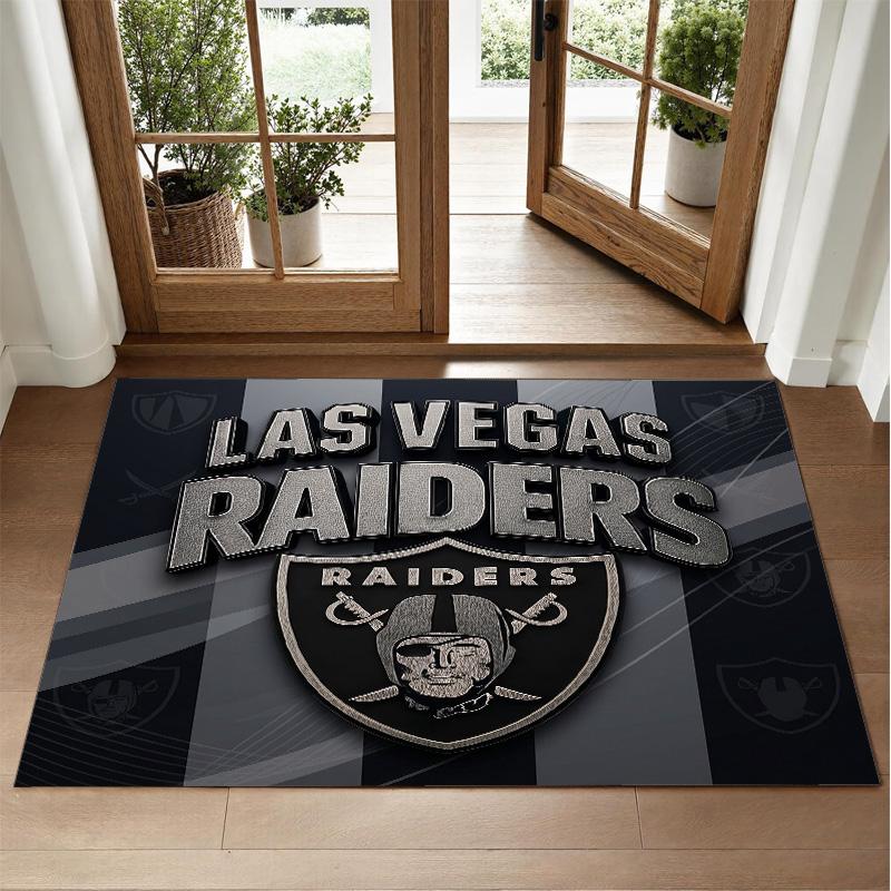 Las Vegas Raiders Design Crystal Velvet Rug Soft Decorative Mat for Bedroom Entrance