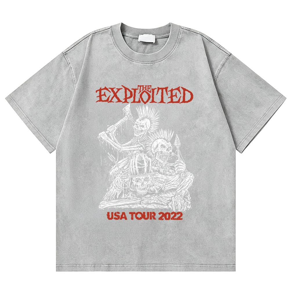 Washed Vintage Rock Band The Exploited Graphic Tshirt Men Women Retro Gothic Punk T Shirts Mens Fashion Oversized Streetwear