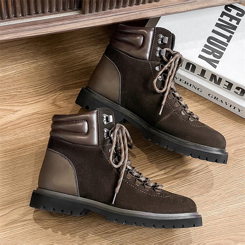 

Модные мужские повседневные ботинки для отдыха на природе в британском стиле из коровьей замши, классические ковбойские ботинки на весну и осень 265 коричневый