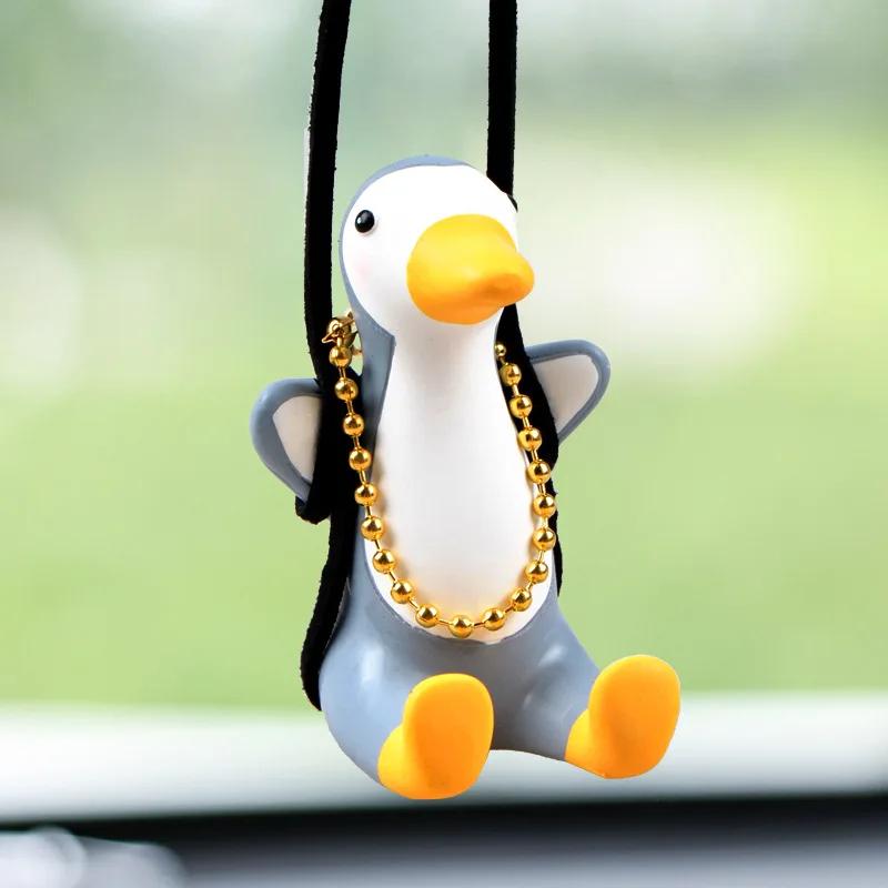 New Cute Duck Car Pendant Dangqiu Car Rearview Mirror Pendant Pendant Car Interior Accessories Women Perfume Handmade Duck