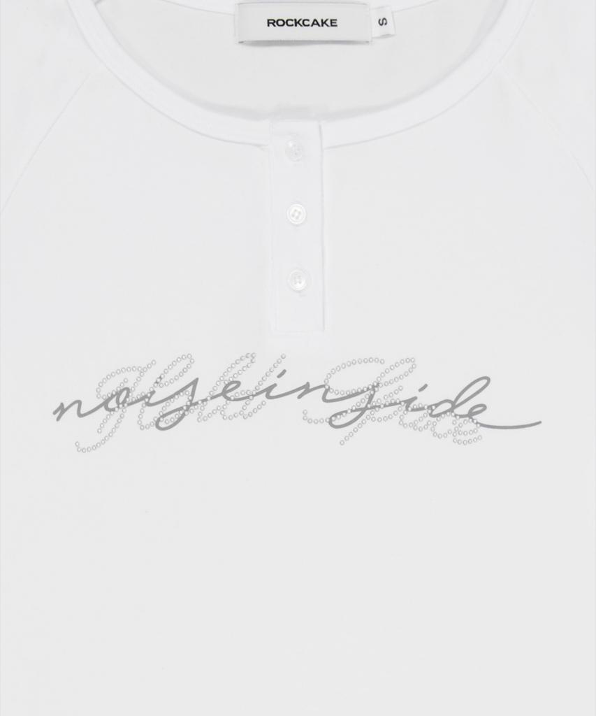 ROCKCAKE Raglan Henly Neck Top - White