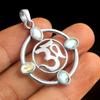 Natural Moonstone Om Pendant Necklace 925 Sterling Silver Women Jewelry