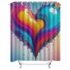 Vibrant Splash Heart Shower Curtain - Waterproof, Mildew-Resistant, Machine Washable For Artistic Bathroom Decor