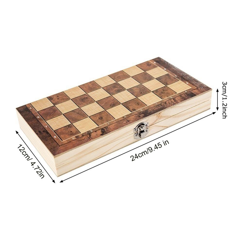 3 In 1 Chess Board Sets Folding Storage Wooden Chess Game Set Chess Checkers Game Set Travel Chess Sets Family Chess Board Game