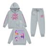 Kids' Long Sleeve Loose Pullover Letter Print Drawstring Hooded Sweatshirt Sweatpants Set