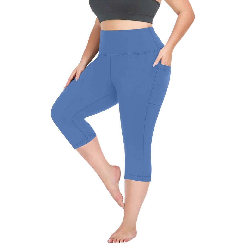 Women's Fashionable Casual Plus Size Athletic Leggings With High Waist And Butt-Lifting Effect 7/8 Length Yoga Shorts