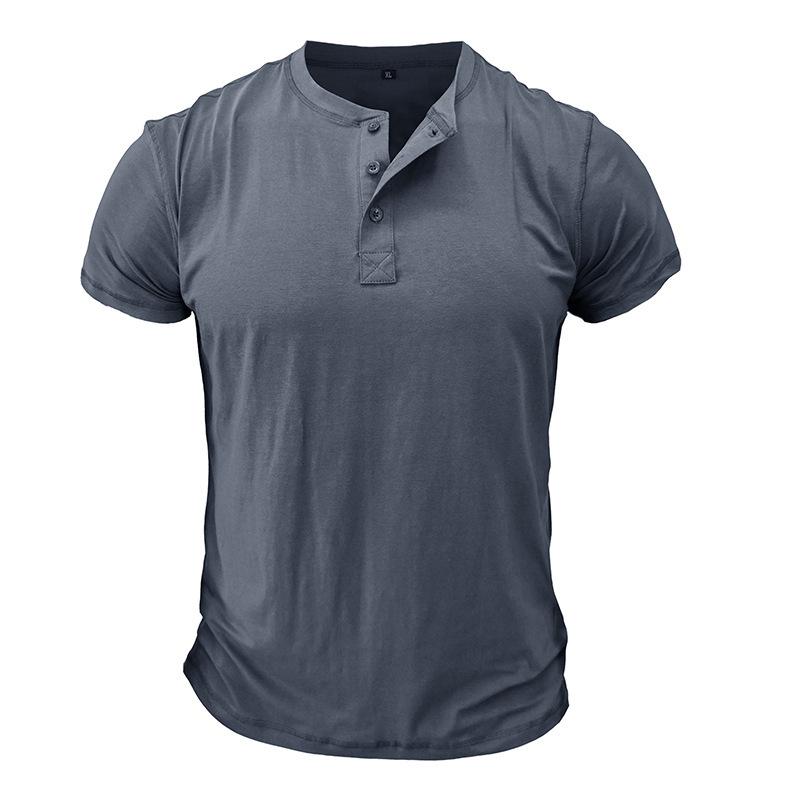 Erkek Düz Renk Henley Gömlek Kısa Kollu Rahat Temel Tee Yaz 3 Düğmeli Henley Erkekler için Hafif Moda Tişörtler Konfor Slim Fit Tee Tops