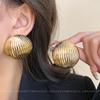 Silver Needle Geometric Stripe Semicircle Earrings - Unique European American Style Studs for Chic Personality