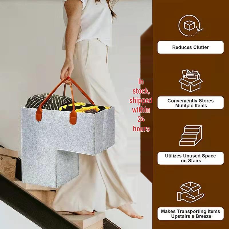 Felt Folding L-shaped Stairway Storage Basket for Children’s Items