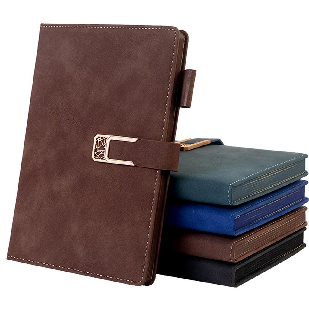 A5 Buckled Leather Student Subject Notebook, Business Notepad, Meeting Record Book, Thickened Diary, Travel Log, 120 Sheets 240 Pages