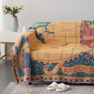 Map Jacquard Sofabezug Stoff Antifouling-Bezug Vollbezug Warmfaden Decke Gestrickte Bezug Decke