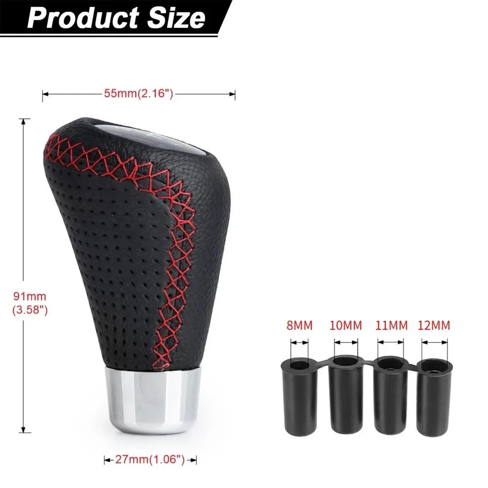 Universeller 5-Gang Schaltknauf mit roter Naht Leder Auto Schalthebel für Schaltgetriebe - M8 M10 M11 M12