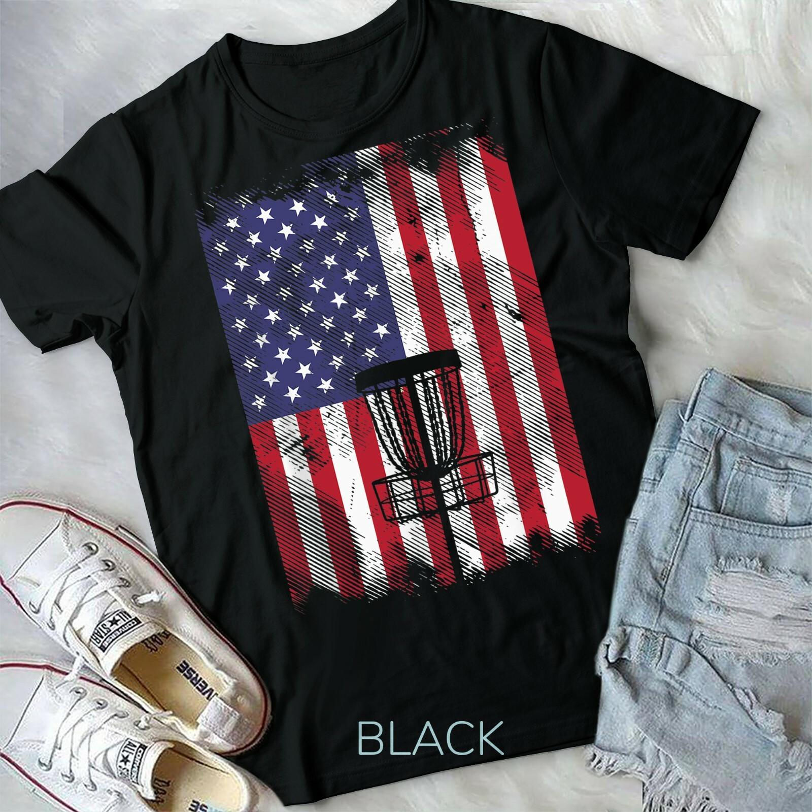 Flag Disc Golf Basket Vintage Frisbee Golfing Sport Golfer Unisex T-shirt S