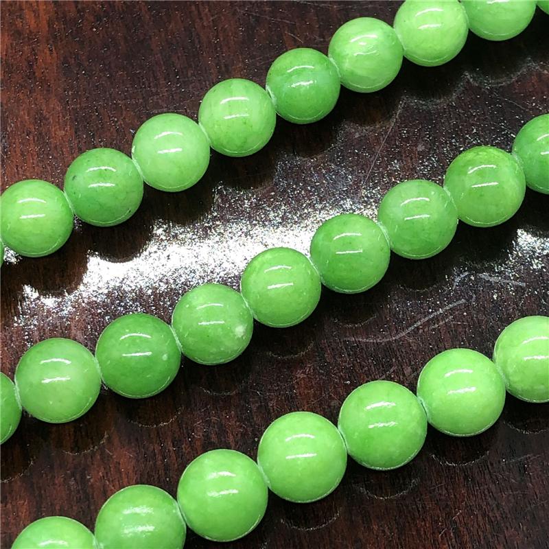 Přírodní kámen Drahokam Tráva Zelený Chalcedon Sypké korálky Šperky Kulaté korálky