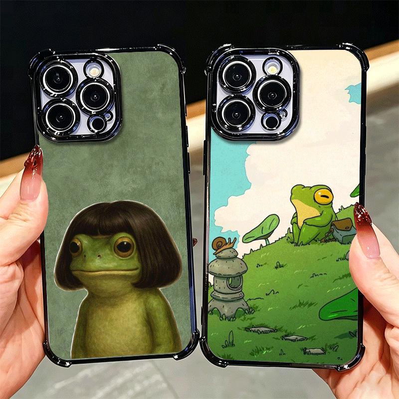 Cute Cartoon Frog Plating Phone Case For Xiaomi Poco X5 X6 X7 X8 Pro Max F8 Ultra F7 M8 M7 M5S Redmi 15C 15 14C 13C 13 X3 12C F6