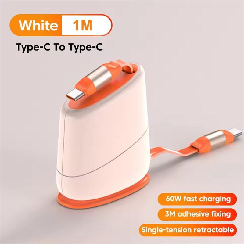 Desktop Fixed 100W Type C to Type C Cable Retractable Fast Charging Data Cord For iPhone17 16 15 iPad 6 Huawei Xiaomi Quick Charge
