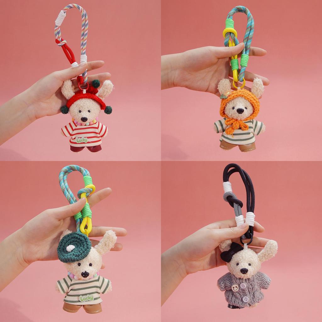 Plush Bear Keychain With Polyester Fiber Soft Toy For Bag Decoration And Gift