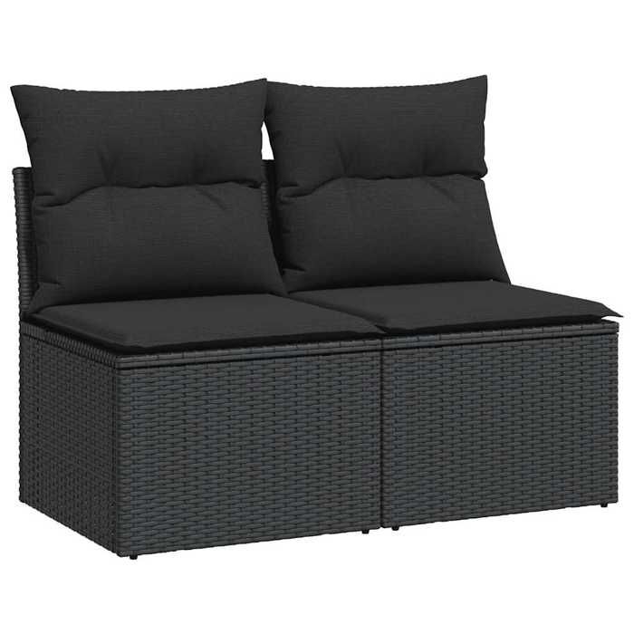 VidaXL Garden Lounge Set 4 Pcs with Cushions Black Wicker Acacia, Outdoor Sofa Set, Patio Furniture, 3325231