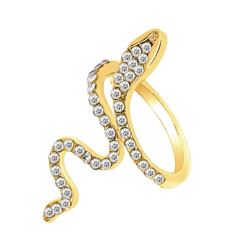 Silver Color Snake Ring Fashion Women Shinning Zircon Open Adjustable Animal Rings Girls Daily Party Jewelry Accessories Gifts