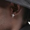 Silver Shiny Zircon Cross Stud Earrings for Women Men Punk Rock Earring Hiphop Ear Jewelry