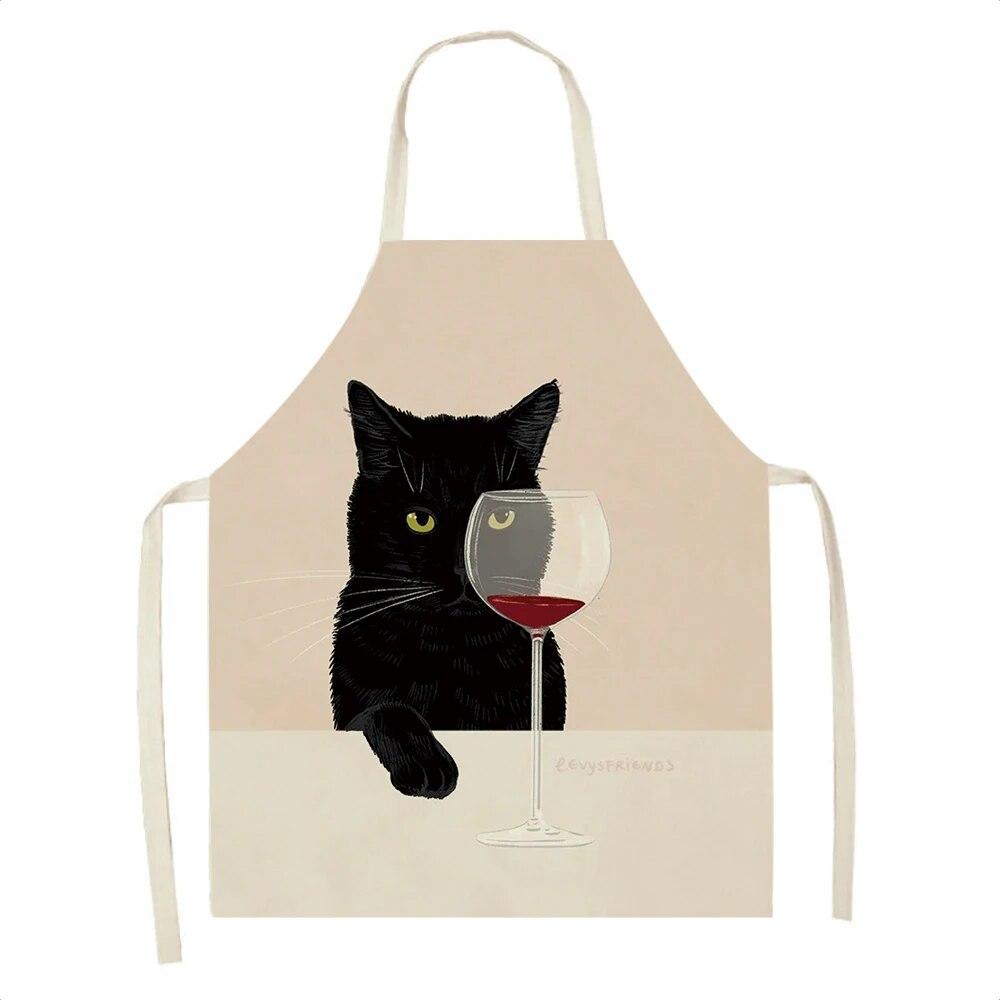 Ladies Men Home Cleaning Baking Cooking Tools Cooking Accessories Kitchen Aprons Linen Cats Wine Aprons