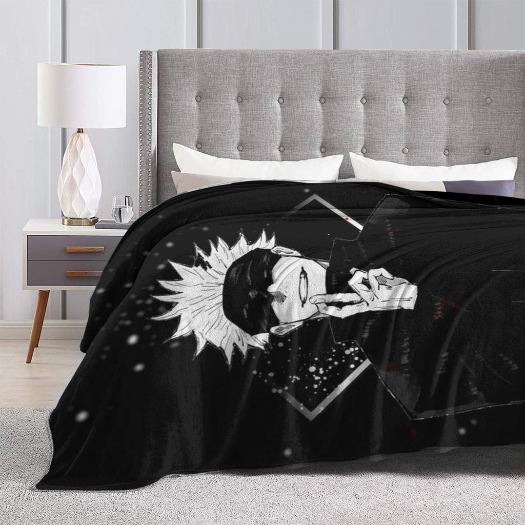 Satoru Gojo Flannel Blankets Jujutsu Kaisen Anime Manga JJK Throw Blankets for Bed Sofa Couch Bedspread,