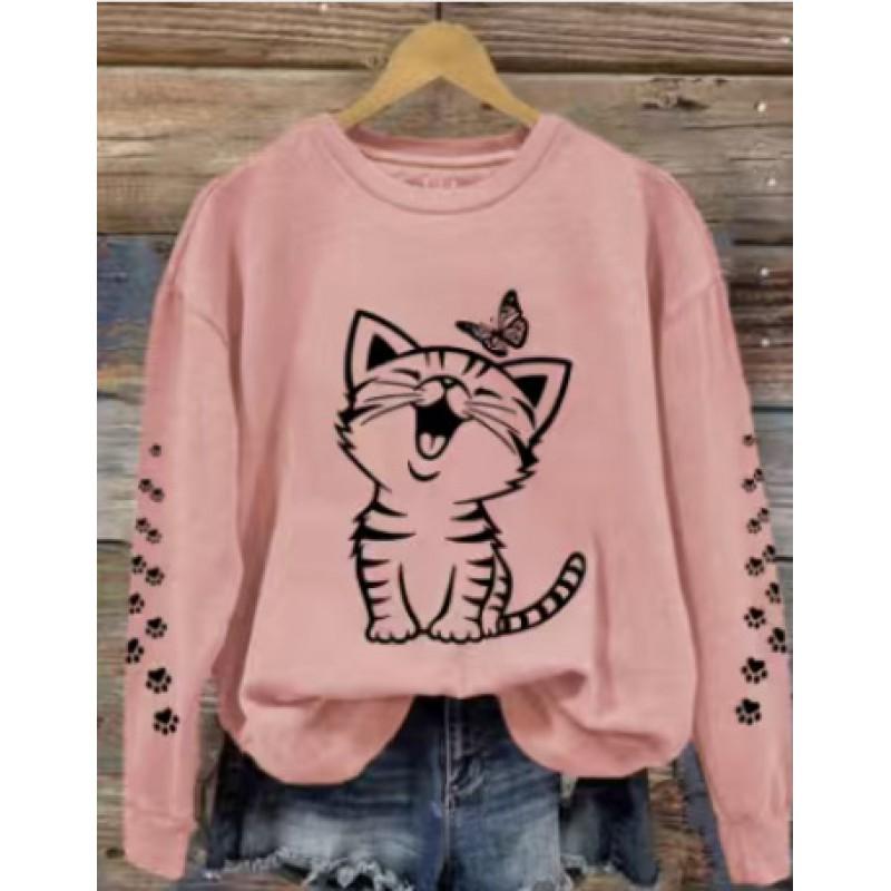 Womens Long Sleeve Crewneck Sweatshirt Graphic Print Casual Streetwear Top