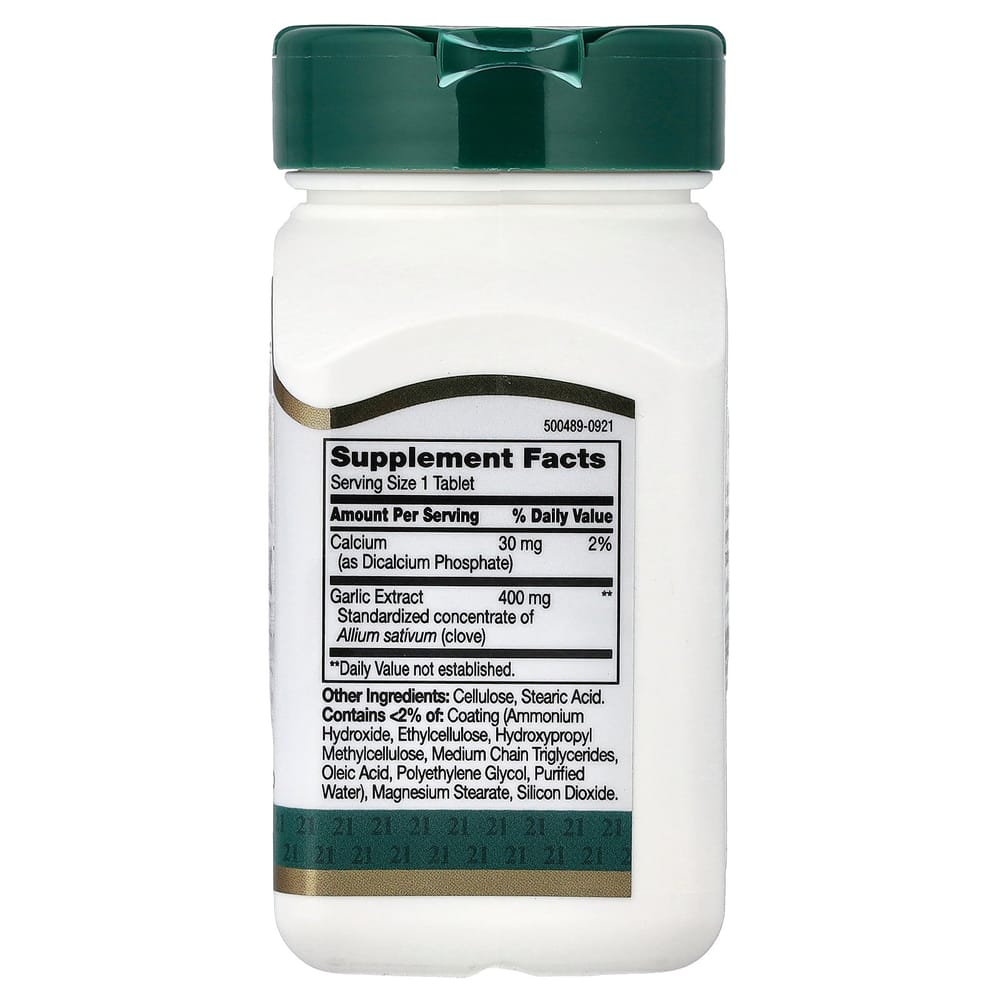 21st Century Sentry Standardized Enteric Coated Garlic Extract Tablets, 60 Count