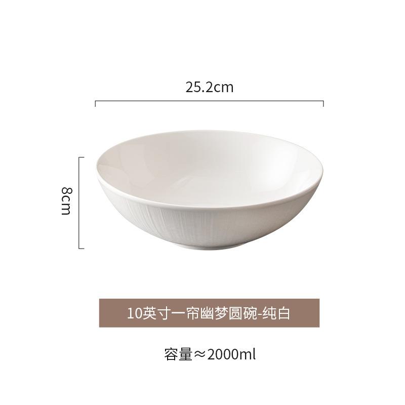 Ceramic Sauerkraut Boiled Fish Large Basin Soup Bowl Home New Salad Spicy Hot Hotel Commercial Bowl White Porcelain