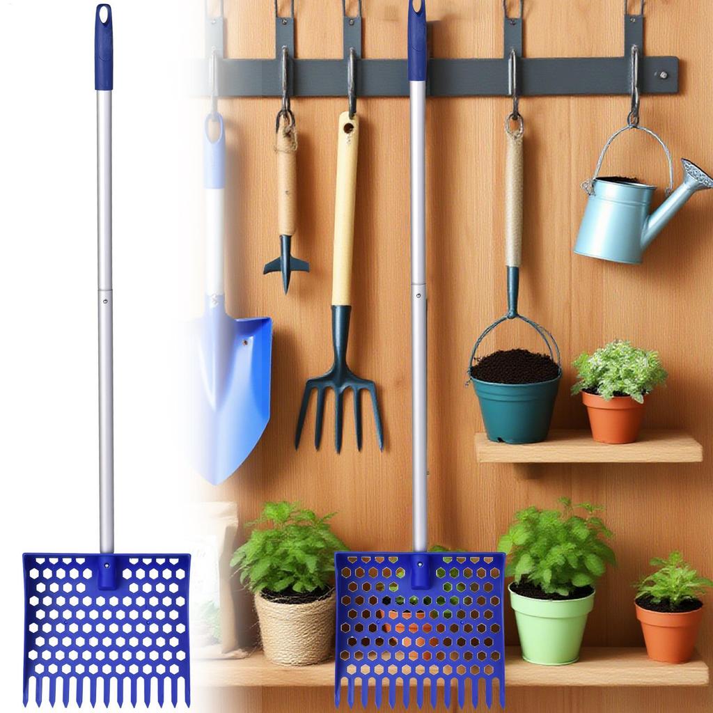 2 in 1 chicken manure shovel rake with detachable handle Chicken Poop Scooper for chicken coop and pet manure cleaning