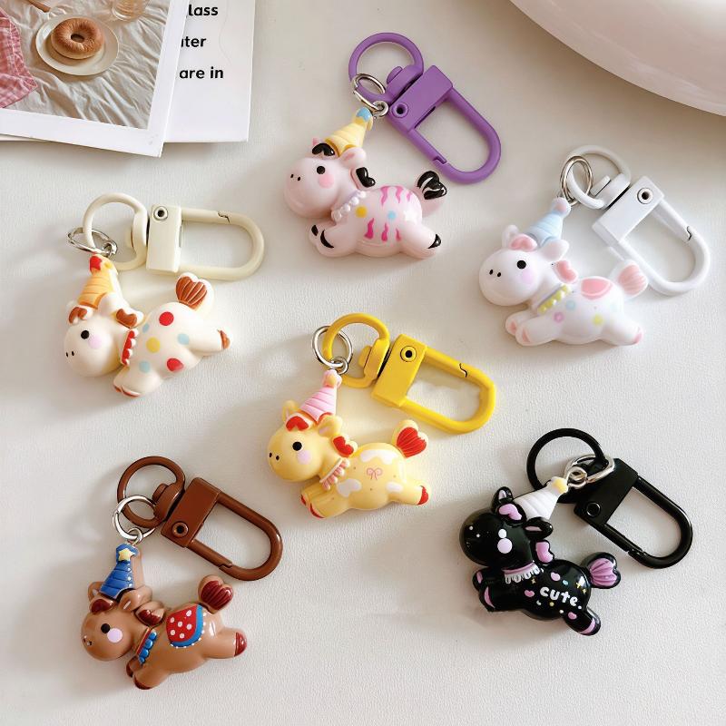 Cute Cartoon Pony Keychain Kawaii Year Of The Horse Decoration Creativity Horse Backpack Pendant Accessories  Year Gift