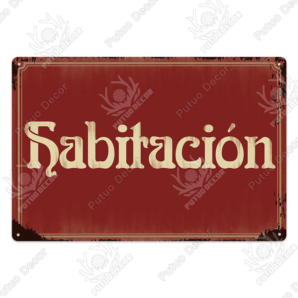 Putuo Decor Spanish Sign Vintage Metal Tin Sign Bar Pub Club Hogarena Bano Man Cave Wall Decor Iron Painting Decorative Plate