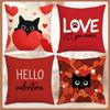 Valentinstag Niedliche Katze Digitaler Buchstabendruck Leinenmaterial Heimdekoration Wohnzimmer Sofakissenbezug