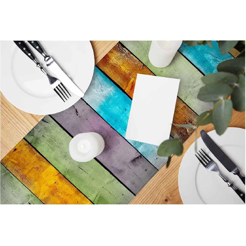 HOSNYE Table Runner Brown Leopard Pattern,Cotton Linen Table Runner Decoration for Kitchen Family Dinner Table Holiday Party Farmhouse Style 13 x 72