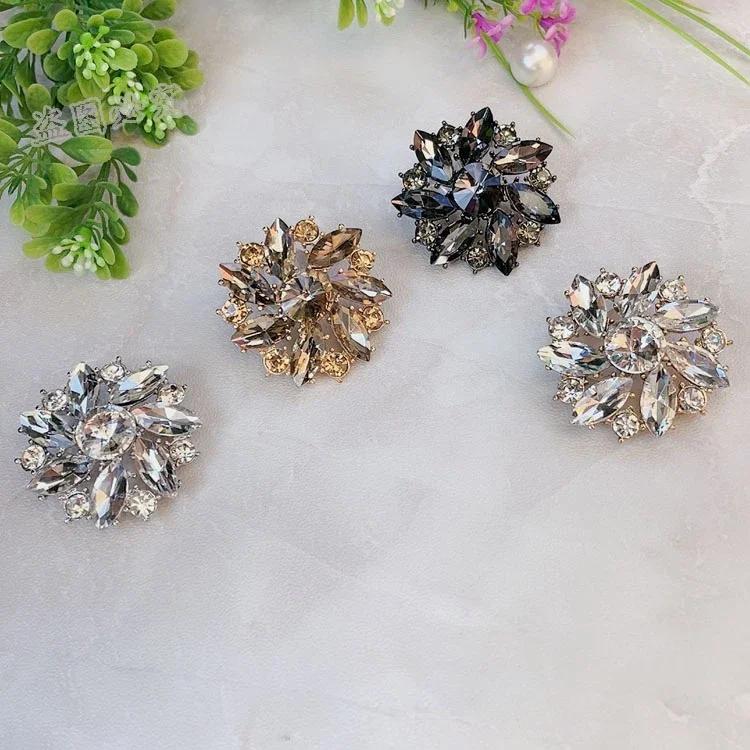 1pcs Fur Coat Tweed Flower Metal Buttons For Clothing Designers Vintage Handicraft Garments Diy Sewing Scrapbooking Accessories