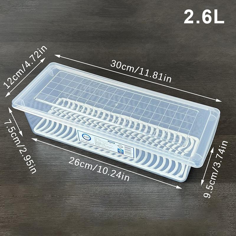 Vegetable Meat Fresh-Keeping Box Kitchen Refrigerator Organizer Drain Storage Box Freezing Food Storage Container