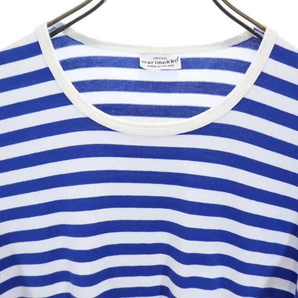 Marimekko Border Long Sleeve One Piece 160 Blue X White Kid's Used