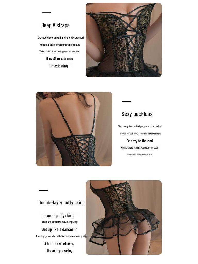 Passionate Love Lingerie Set: Flirty Mesh Nightgown with Tempting Cutouts