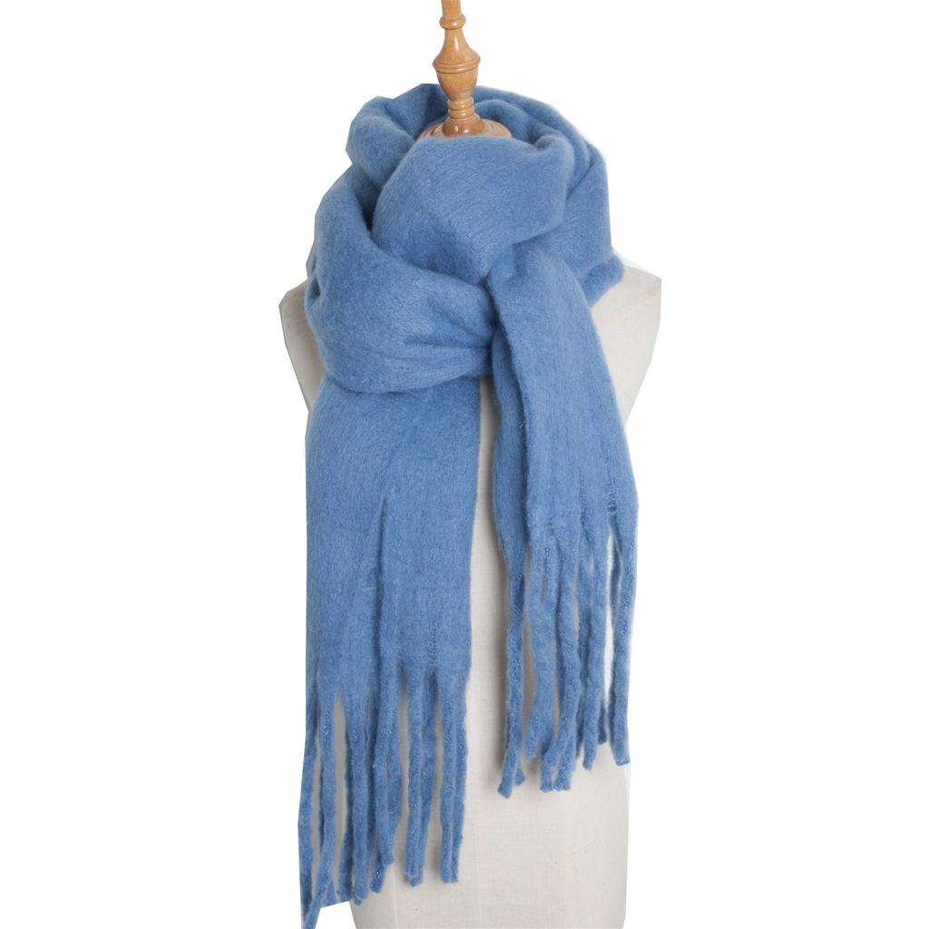  Solid Thick Cashmere Scarf for Women Large Wool Blanket Pashmina Winter Warm Shawl Wraps Bufanda Female With Tassel Scarves