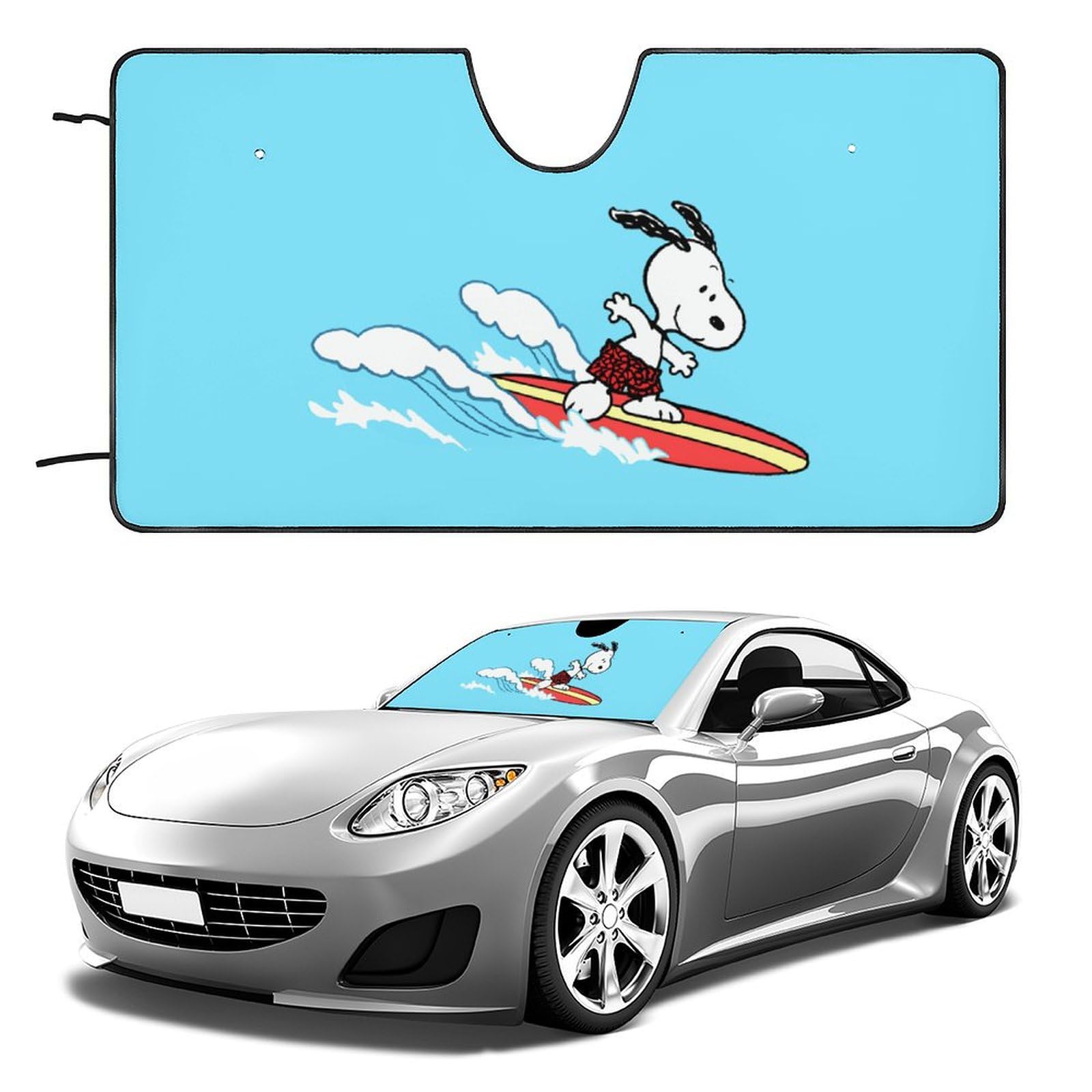 Snoopy Sunshade for Front Light Heat Suction UV Character Car 130x70cm Car, Sunshade, Blocking, Insulating, Cup, Sunshade, Protection, Foldable,