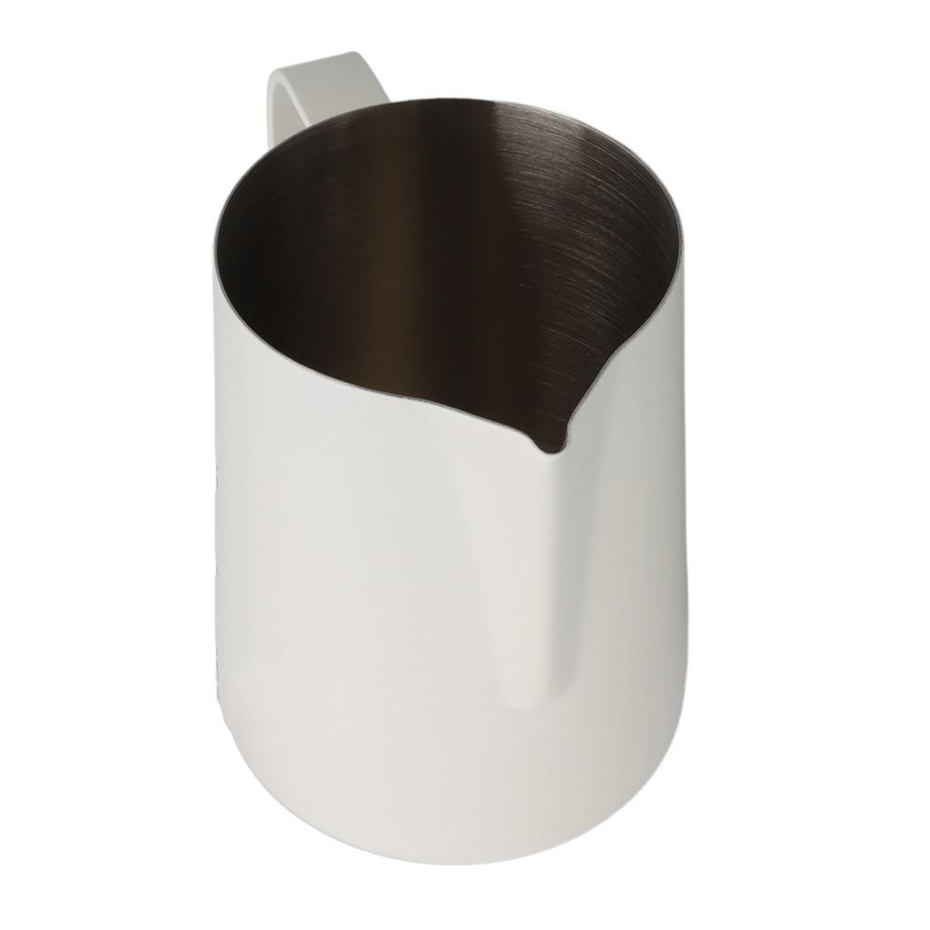 Milchkännchen mit Ausguss 304 Edelstahl Milchaufschäumbecher für Zuhause Café 600ml Weiß