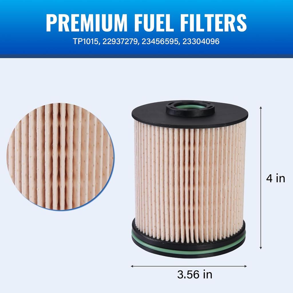TP1015 Fuel Filter For 3.0L & 6.6L Duramax Diesel, Compatible With 2017-2025 Chevy Silverado 2500HD 3500HD GMC Sierra, 2014- Cruze, Replaces 23304096