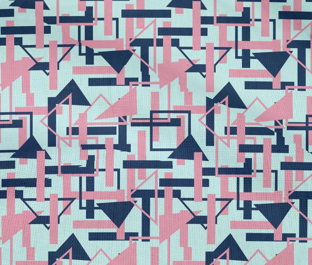 oneOone Bavlněná směsová látka Čtvercový a trojúhelníkový geometrický potisk 1 yard 40 palců